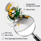 Yellow and Green Abstracted Perspectives III - Asymmetric Metal Wall Clock