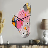 Pink and Grey Geometric I - Asymmetric Metal Wall Clock