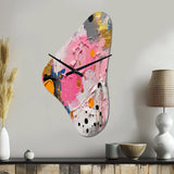 Pink and Grey Geometric I - Asymmetric Metal Wall Clock