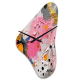 Pink and Grey Geometric I - Asymmetric Metal Wall Clock