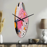 Pink and Grey Geometric I - Asymmetric Metal Wall Clock