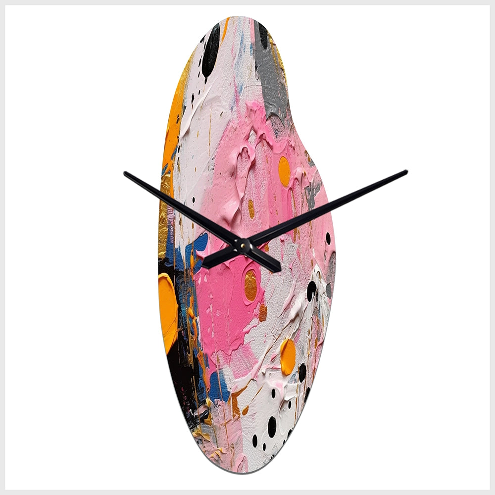 Pink and Grey Geometric I - Asymmetric Metal Wall Clock