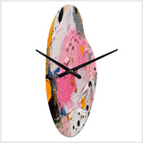 Pink and Grey Geometric I - Asymmetric Metal Wall Clock