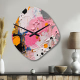 Pink and Grey Geometric I - Asymmetric Metal Wall Clock