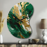 Green and Gold Serene Cascade II - Asymmetric Metal Wall Clock