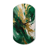 Green and Gold Serene Cascade II - Asymmetric Metal Wall Clock