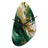 Green and Gold Serene Cascade II - Asymmetric Metal Wall Clock