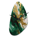 Green and Gold Serene Cascade II - Asymmetric Metal Wall Clock