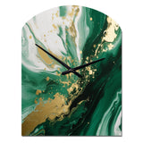 Green and Gold Serene Cascade III - Asymmetric Metal Wall Clock