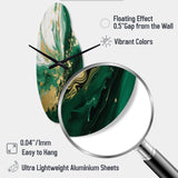 Green and Gold Serene Cascade III - Asymmetric Metal Wall Clock