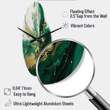 Green and Gold Serene Cascade III - Asymmetric Metal Wall Clock