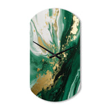 Green and Gold Serene Cascade III - Asymmetric Metal Wall Clock