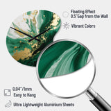 Green and Gold Serene Cascade III - Asymmetric Metal Wall Clock