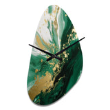 Green and Gold Serene Cascade III - Asymmetric Metal Wall Clock