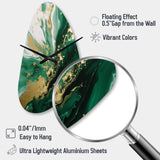 Green and Gold Serene Cascade III - Asymmetric Metal Wall Clock
