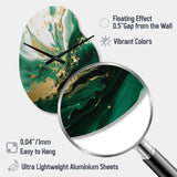 Green and Gold Serene Cascade III - Asymmetric Metal Wall Clock