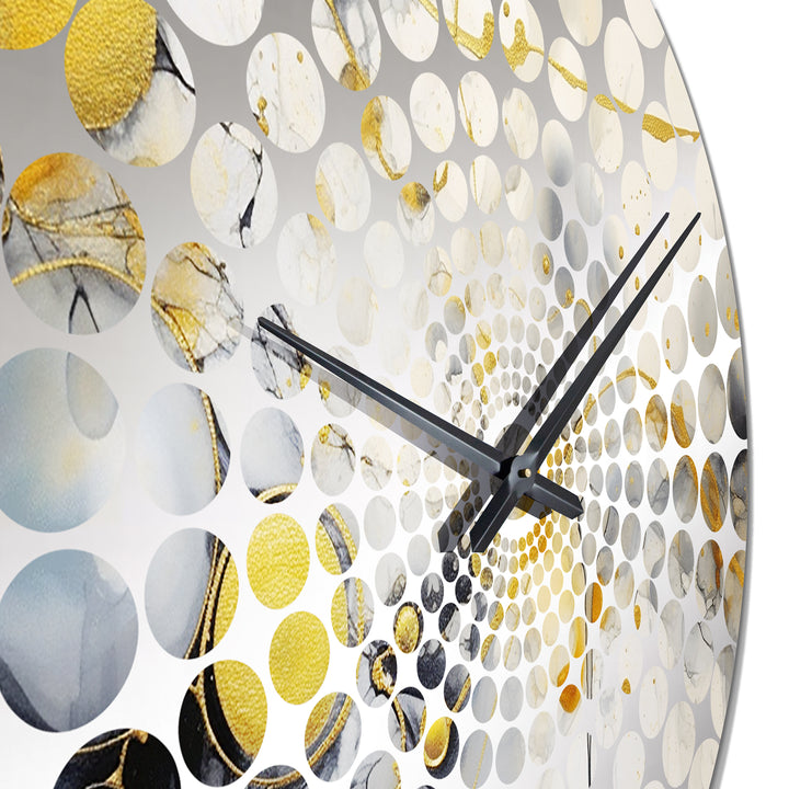 Black and Gold Whimsical Waves II - Abstract Metal Wall Clock