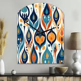 Orange and Blue Botanical Symphony II - Asymmetric Metal Wall Clock