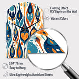 Orange and Blue Botanical Symphony II - Asymmetric Metal Wall Clock