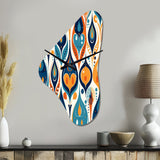 Orange and Blue Botanical Symphony II - Asymmetric Metal Wall Clock