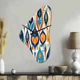 Orange and Blue Botanical Symphony II - Asymmetric Metal Wall Clock