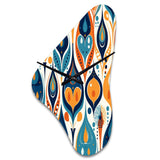 Orange and Blue Botanical Symphony II - Asymmetric Metal Wall Clock