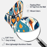 Orange and Blue Botanical Symphony II - Asymmetric Metal Wall Clock