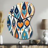 Orange and Blue Botanical Symphony II - Asymmetric Metal Wall Clock