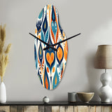 Orange and Blue Botanical Symphony II - Asymmetric Metal Wall Clock
