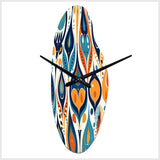 Orange and Blue Botanical Symphony II - Asymmetric Metal Wall Clock