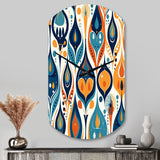 Orange and Blue Botanical Symphony II - Asymmetric Metal Wall Clock
