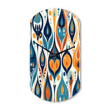 Orange and Blue Botanical Symphony II - Asymmetric Metal Wall Clock