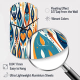 Orange and Blue Botanical Symphony II - Asymmetric Metal Wall Clock