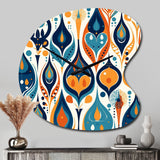 Orange and Blue Botanical Symphony II - Asymmetric Metal Wall Clock