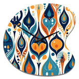 Orange and Blue Botanical Symphony II - Asymmetric Metal Wall Clock