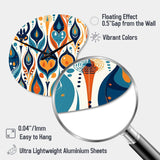 Orange and Blue Botanical Symphony II - Asymmetric Metal Wall Clock