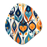 Orange and Blue Botanical Symphony II - Asymmetric Metal Wall Clock