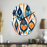 Orange and Blue Botanical Symphony II - Asymmetric Metal Wall Clock