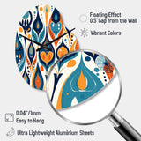 Orange and Blue Botanical Symphony II - Asymmetric Metal Wall Clock