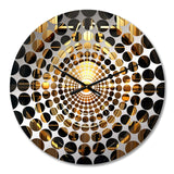 Gold Black Fractal Tide I - Abstract Metal Wall Clock