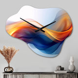 Orange Blue Fractal Fluidity I - Asymmetric Metal Wall Clock