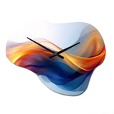Orange Blue Fractal Fluidity I - Asymmetric Metal Wall Clock