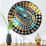 Green Gold Abyssal Vortex - Abstract Metal Wall Clock