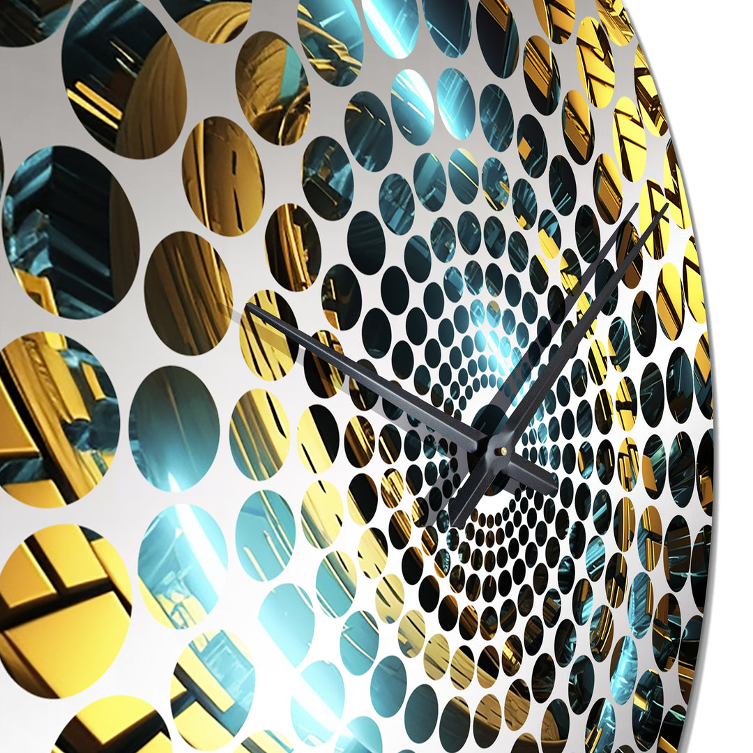 Green Gold Abyssal Vortex - Abstract Metal Wall Clock