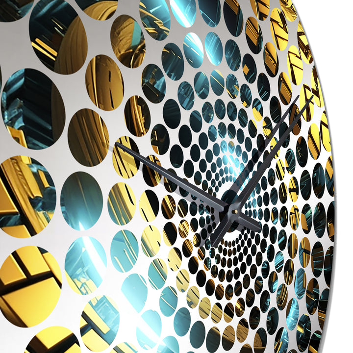 Green Gold Abyssal Vortex - Abstract Metal Wall Clock