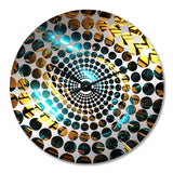 Green Gold Abyssal Vortex - Abstract Metal Wall Clock
