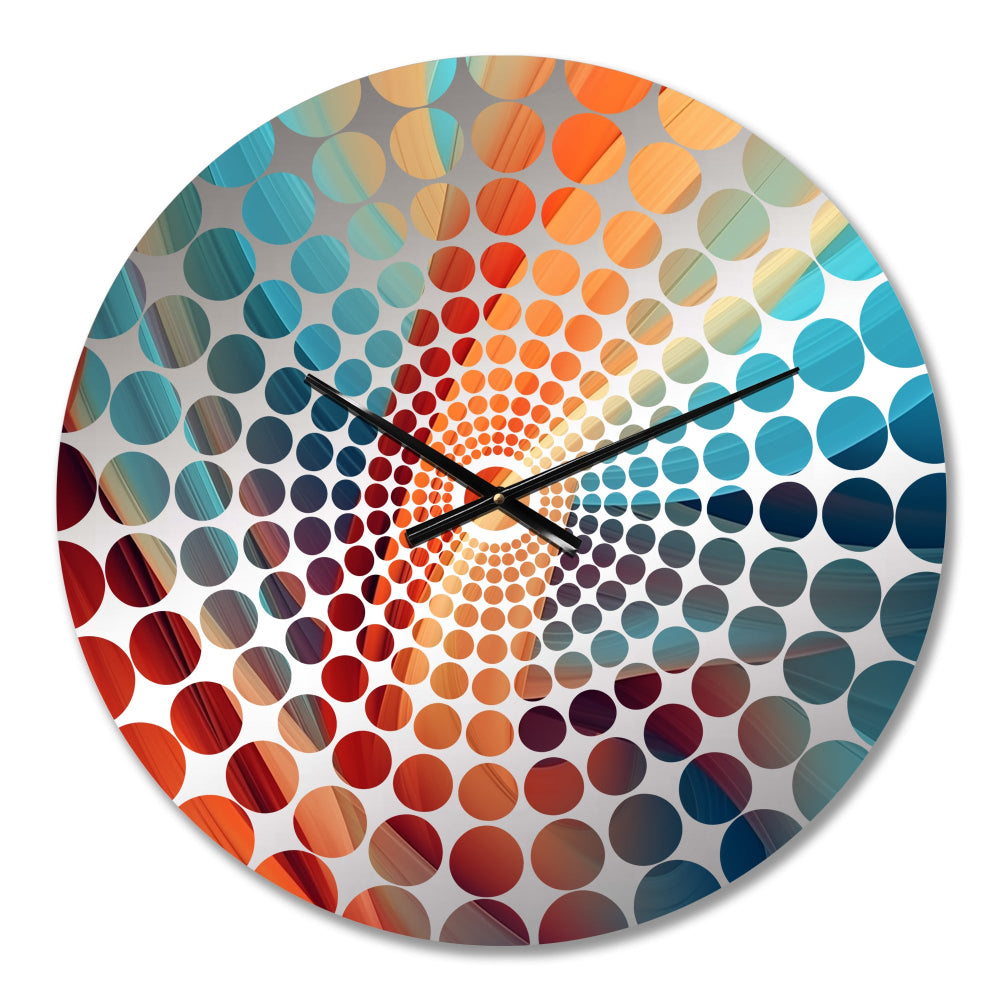 Orange Blue Fractal Waters II - Abstract Metal Wall Clock