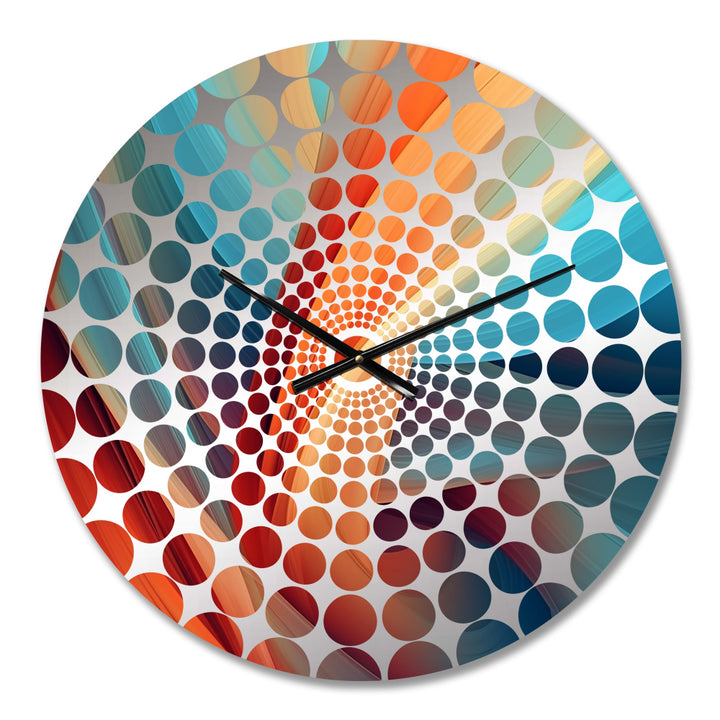 Orange Blue Fractal Waters II - Abstract Metal Wall Clock