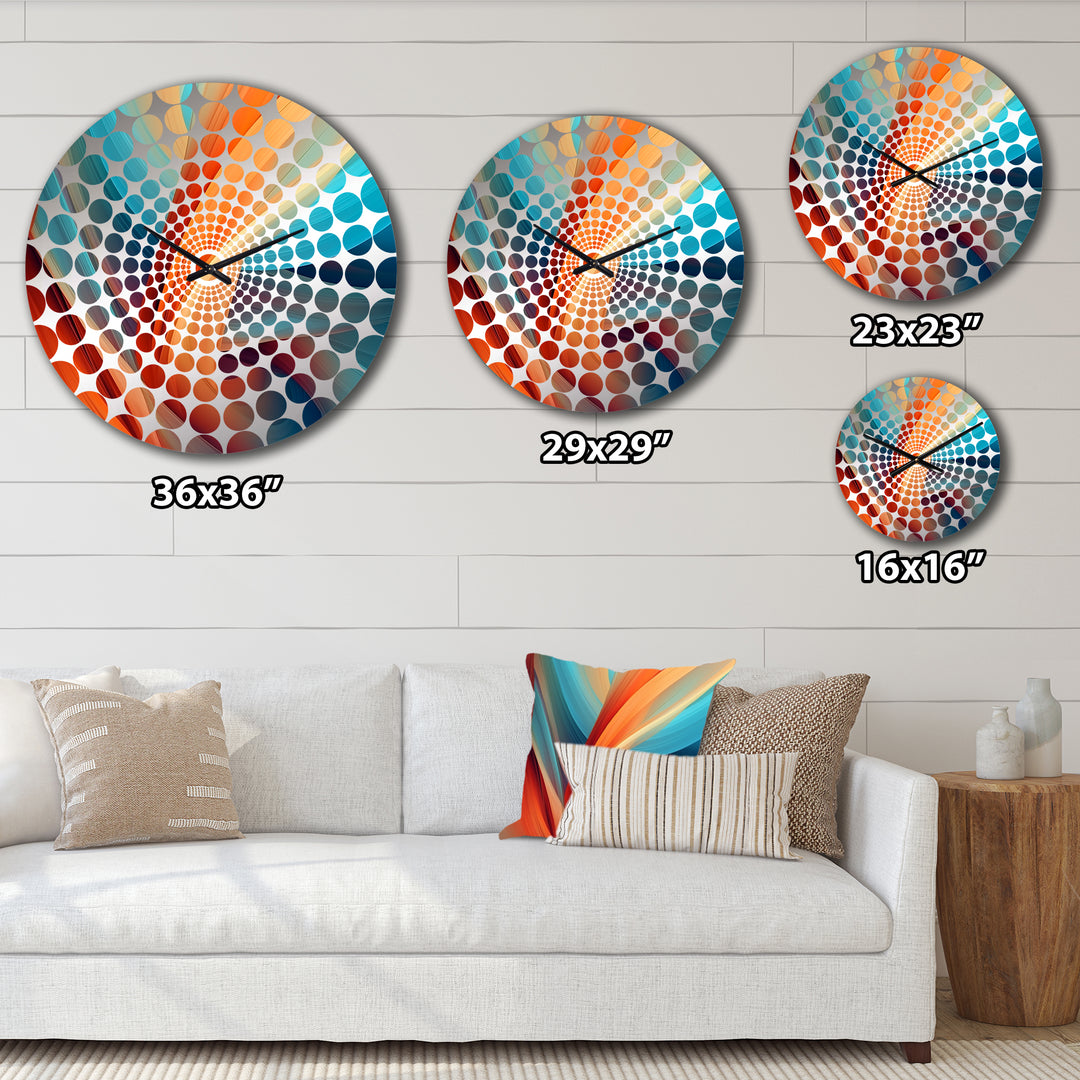 Orange Blue Fractal Waters II - Abstract Metal Wall Clock