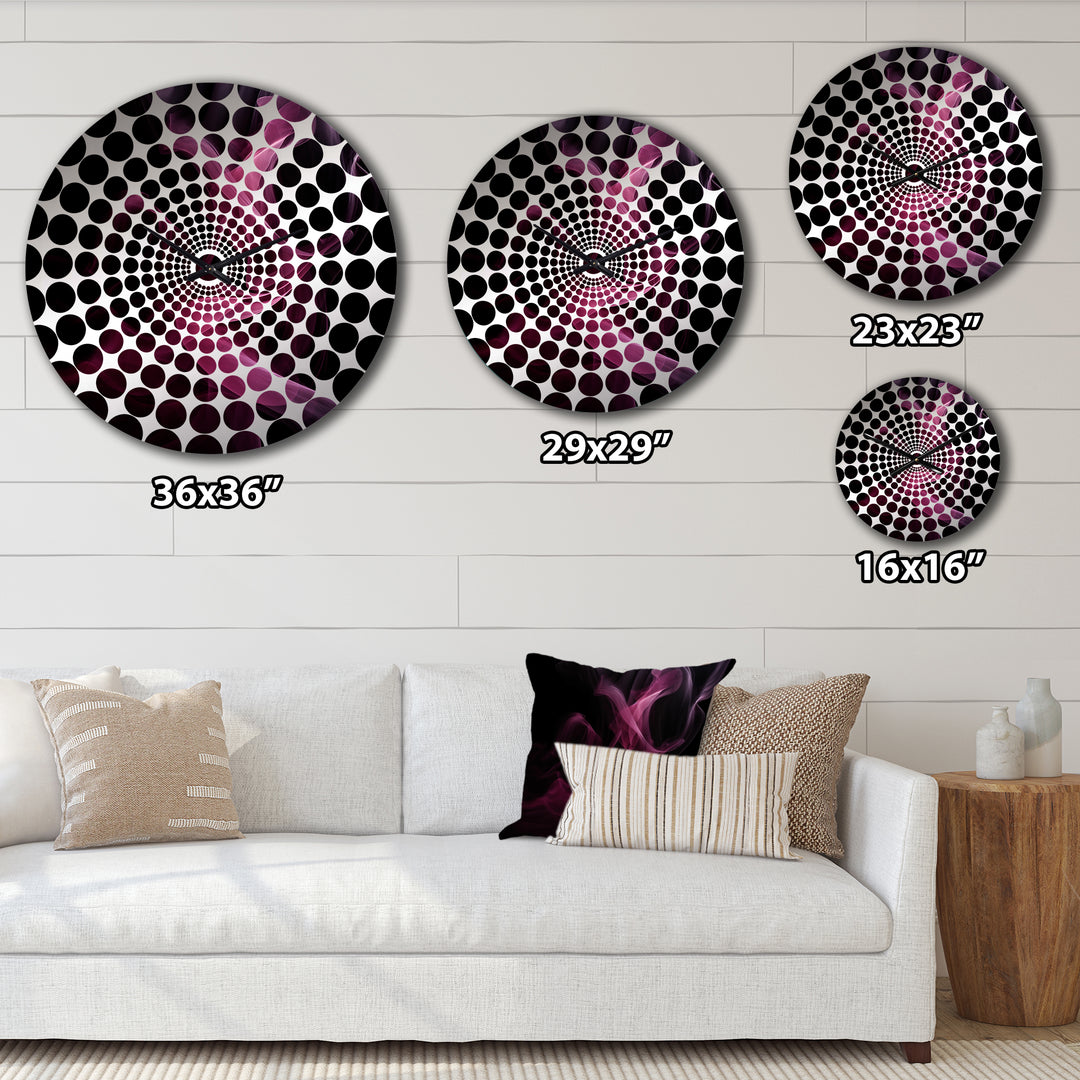 Pink Black Pink and Black Chromatic Breakers - Abstract Metal Wall Clock